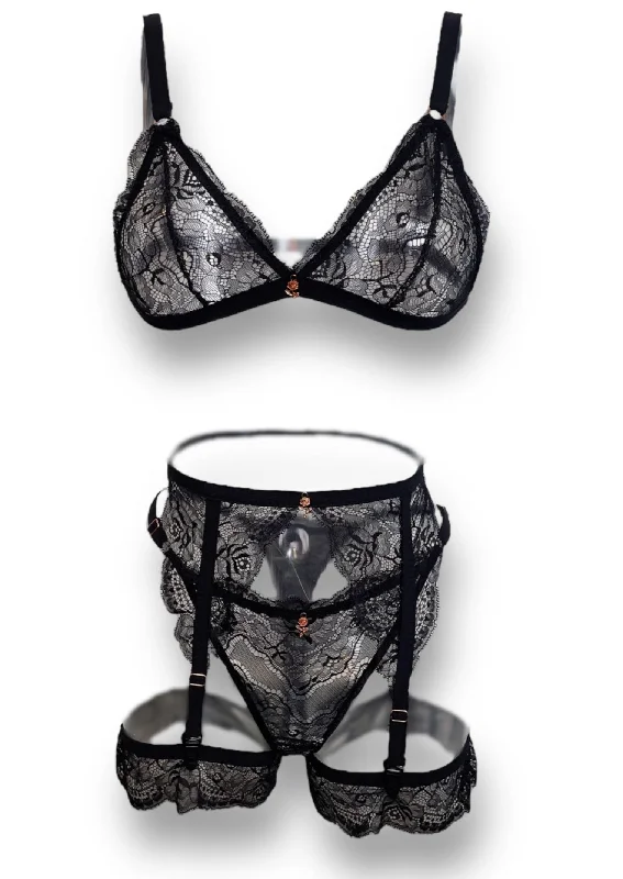 Black Love Lace 4-Piece Set