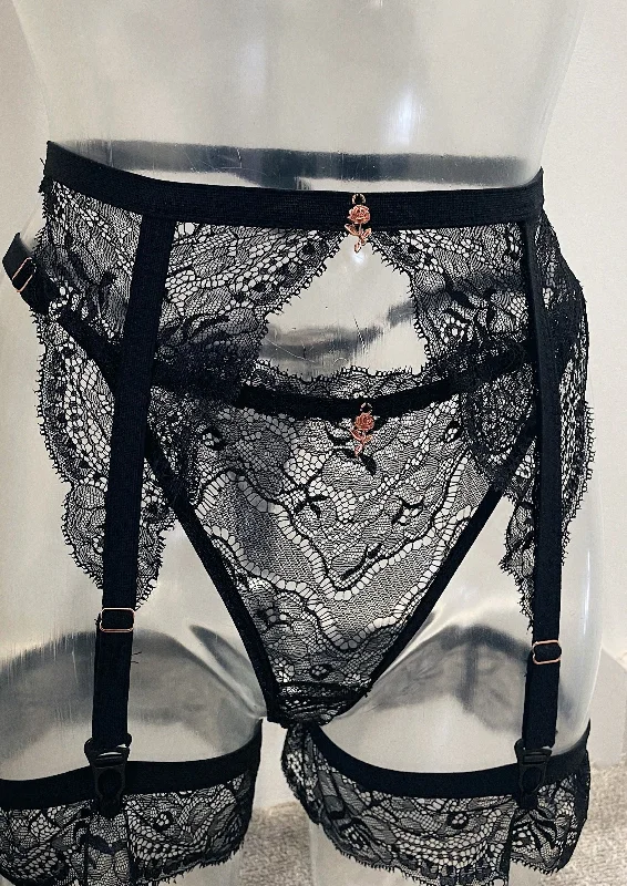 Black Love Lace 4-Piece Set