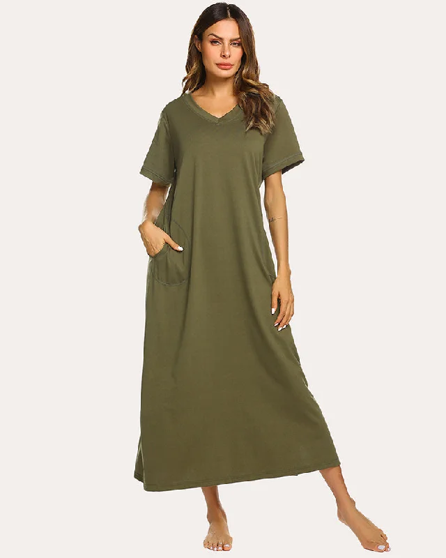 Ekouaer Ultra-Soft Long Nightgown with Pocket