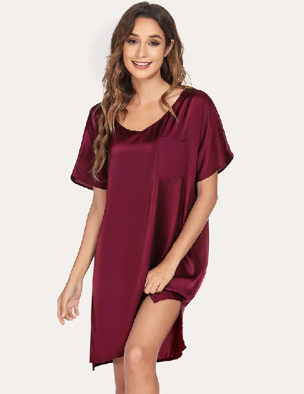 Ekouaer Satin Sleepwear Dress