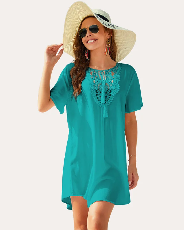 Ekouaer Women Lace V-Neck Beach Coverups Dress