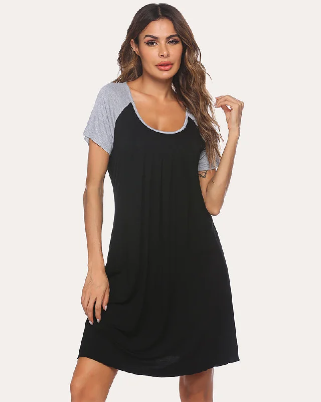 Ekouear Casual O Neck Short Sleeve Loose Comfort Nightdress