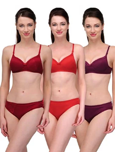 Elegant Solid Color Bra Sets ( Pk of 3)