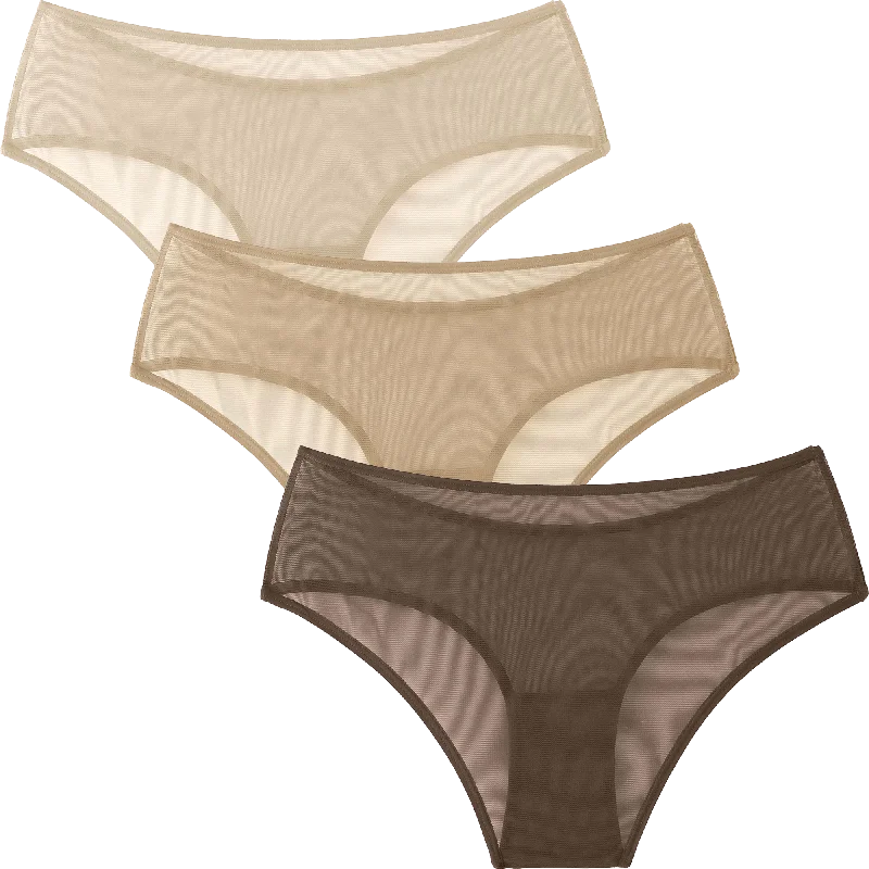 The Julie Everyday Sheer Mesh Neutral Color Hipster Bundle (XS - M)