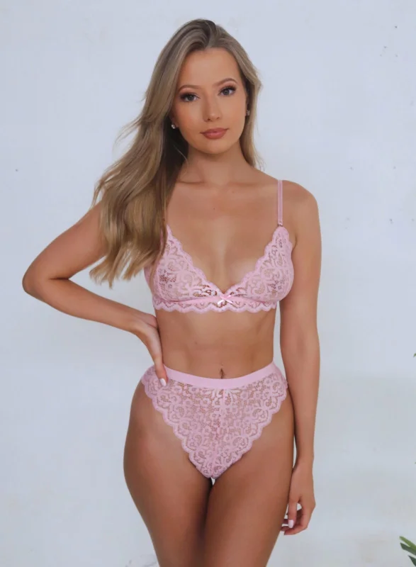 Mimi & Luna (Brief & Bralette) Set - Floral Pink