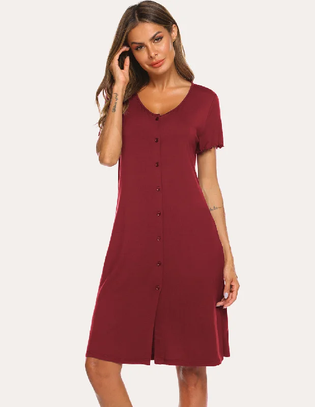 Soft Ruffle Seams Sleep Dress