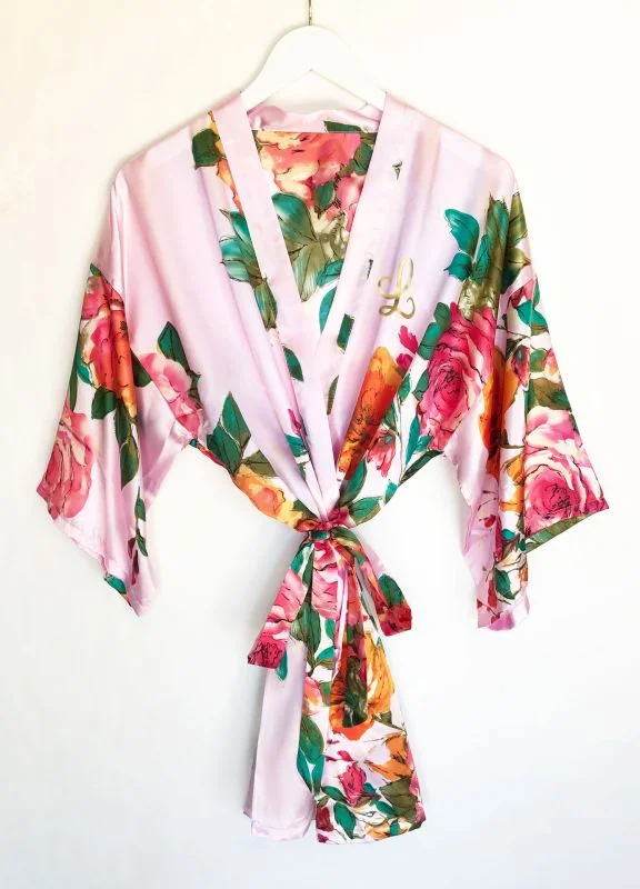 Monogram Watercolor Floral Robes