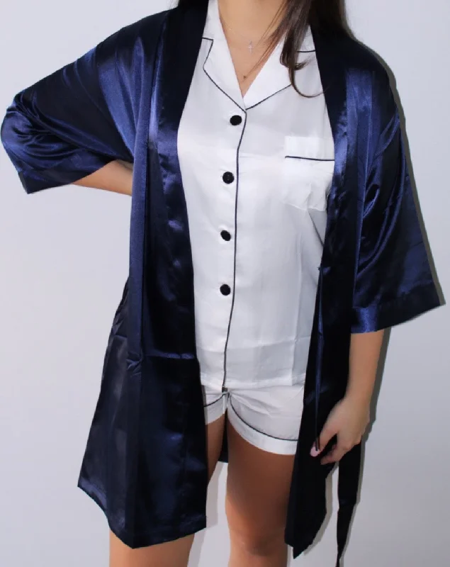 Navy Satin Robe