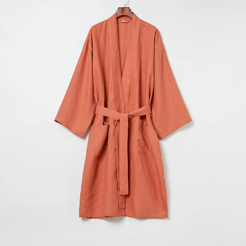 Nikki Linen Robe - Sweet Guava