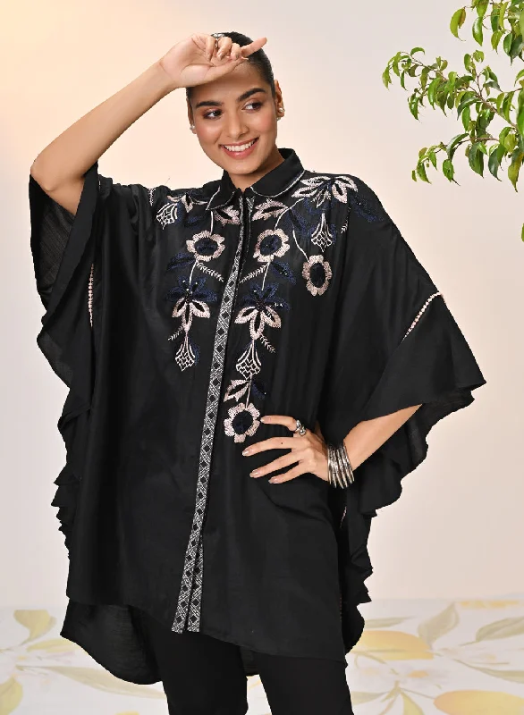 Alizeh Black Embroidered Kaftan For Women