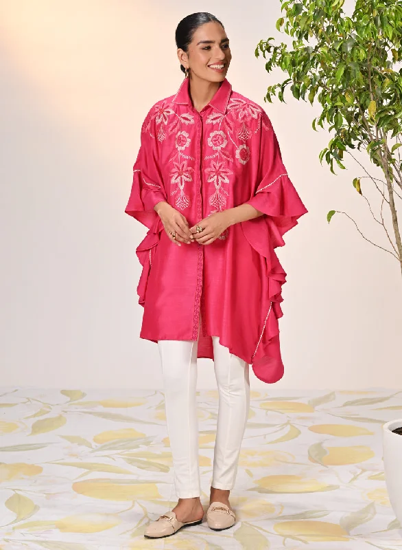 Alizeh Fuchsia Pink Embroidered Kaftan For Women