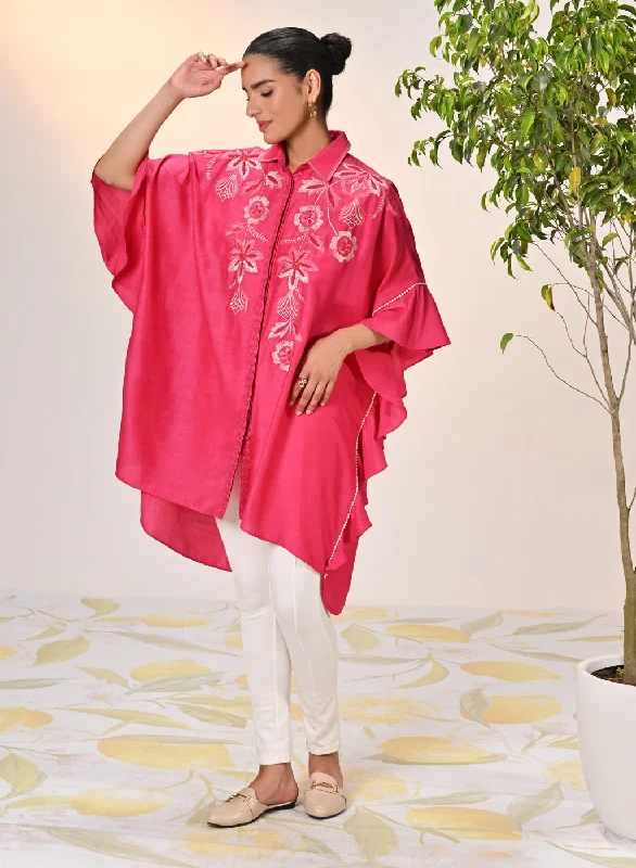 Alizeh Fuchsia Pink Embroidered Kaftan For Women