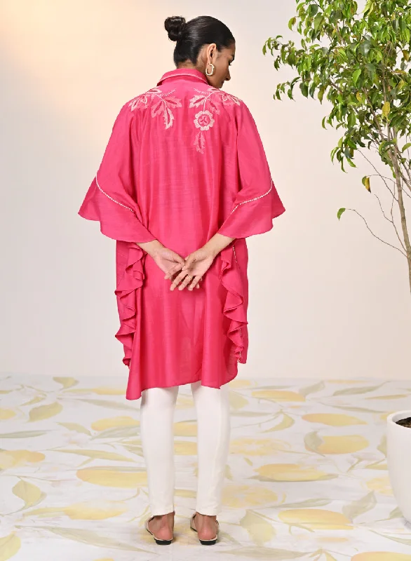 Alizeh Fuchsia Pink Embroidered Kaftan For Women