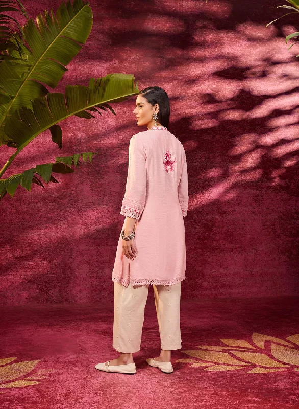 Gulbahar Light Pink Embroidered Kurta for Women