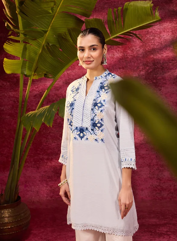 Gulbahar Powder Blue Embroidered Kurta for Women