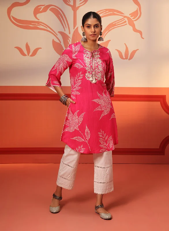 Ireen Fuchsia Pink Printed Kurta for Women