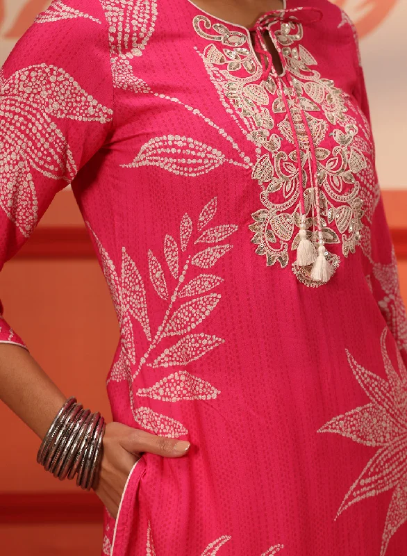 Ireen Fuchsia Pink Printed Kurta for Women