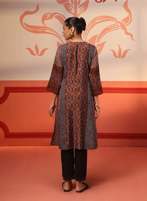 Laiba Cocoa Printed Kurta for Women