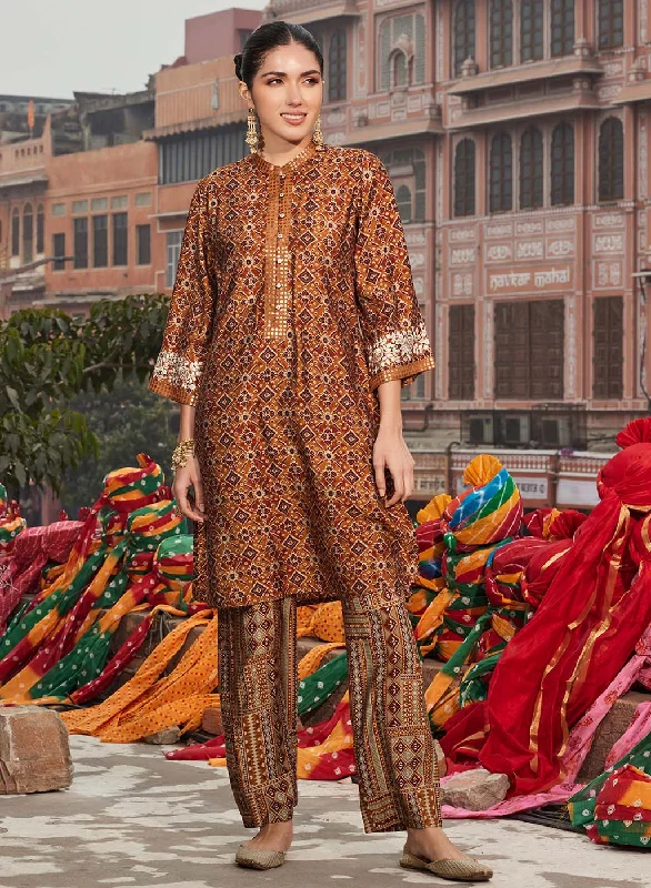 Mastani Bronze Printed Chanderi Tunic Set