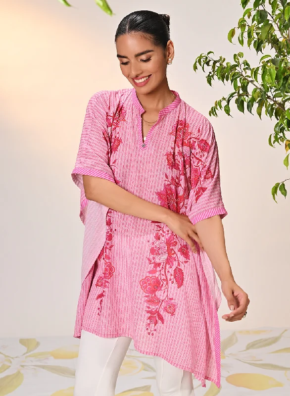 Nyasia Rouge Pink Printed Georgette Kaftan for Women