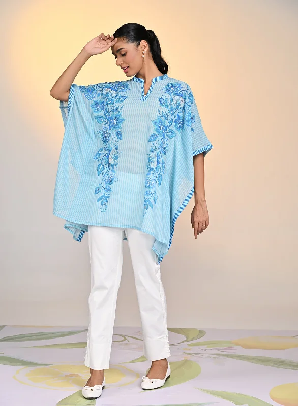 Nyasia Turquoise Printed Georgette Kaftan for Women