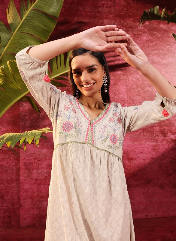 Rose Bud Green Embroidered Cotton Jacquard Designer Kurta Set for Women