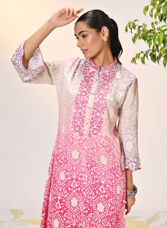 Ruhi Fuchsia Pink Printed Tunic For Women