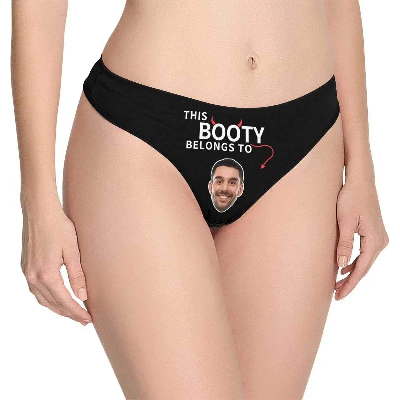 Personalized Women's Panties Custom Face Booty Belongs Women's Thong Custom Underwear