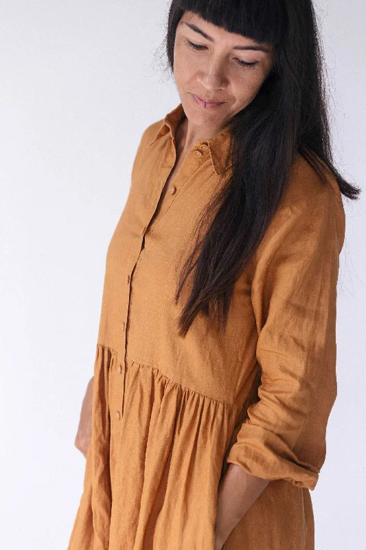 Becky linen dress Caramel