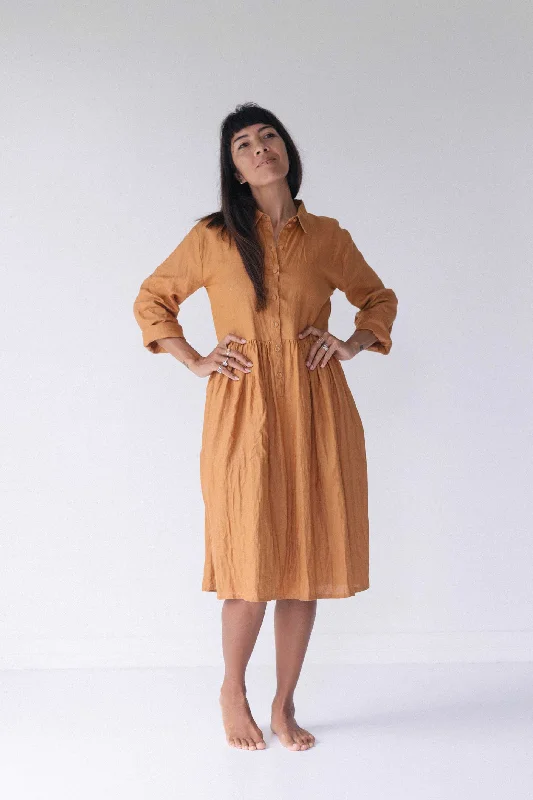 Becky linen dress Caramel