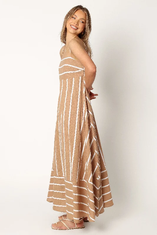 Brea Maxi Dress - Tan Stripe