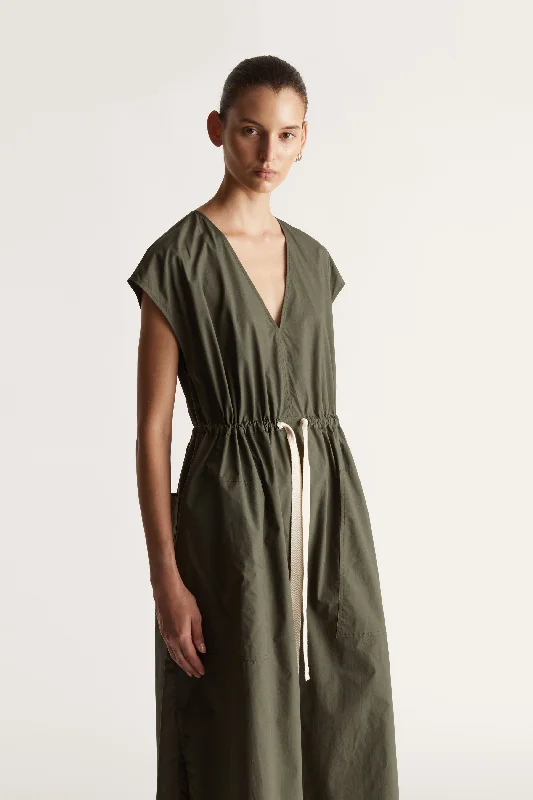 LM Poplin V Neck Dress