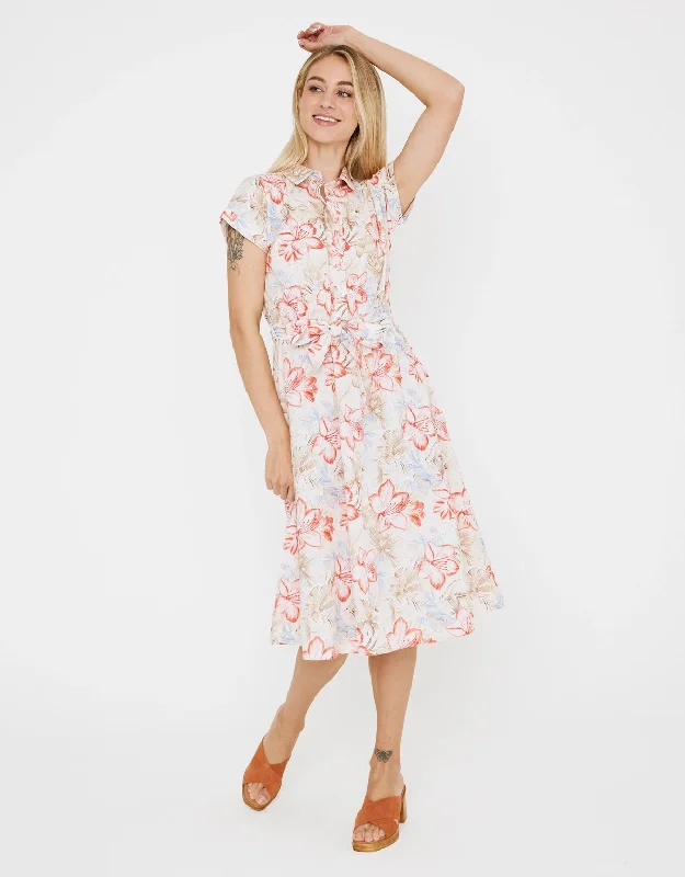 Vestido Midi Cuello Camisa Floral - Karin