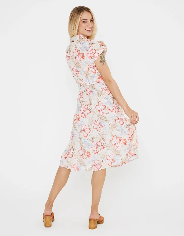 Vestido Midi Cuello Camisa Floral - Karin