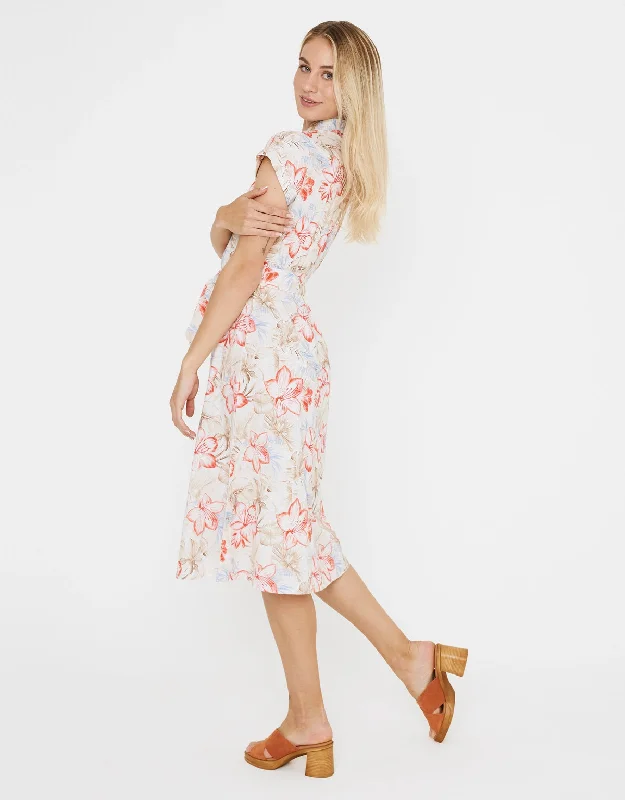 Vestido Midi Cuello Camisa Floral - Karin