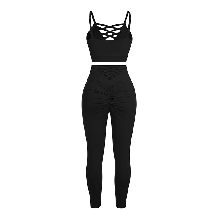 Women Three Yoga Suit Set High Waist Yoga Pants Long Sleeve Crop Top Hoodie Plain Tracksuit