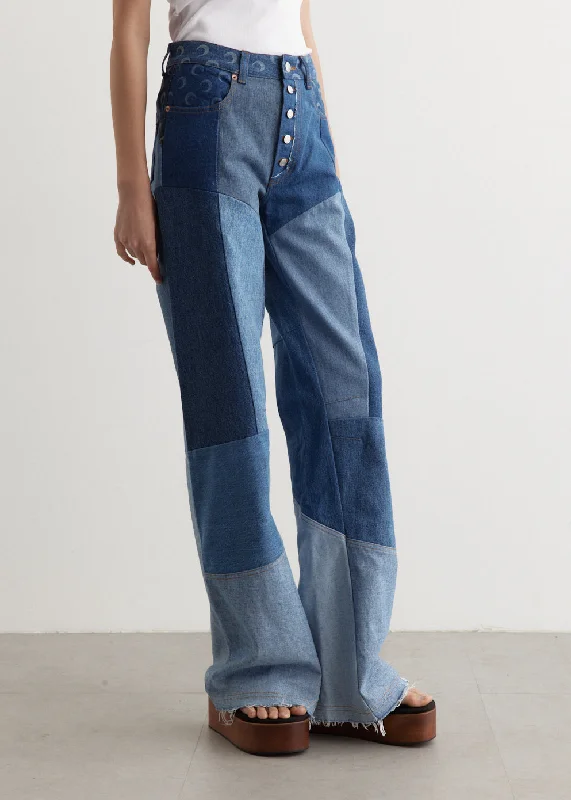 Regenerated Denim Flare Pants