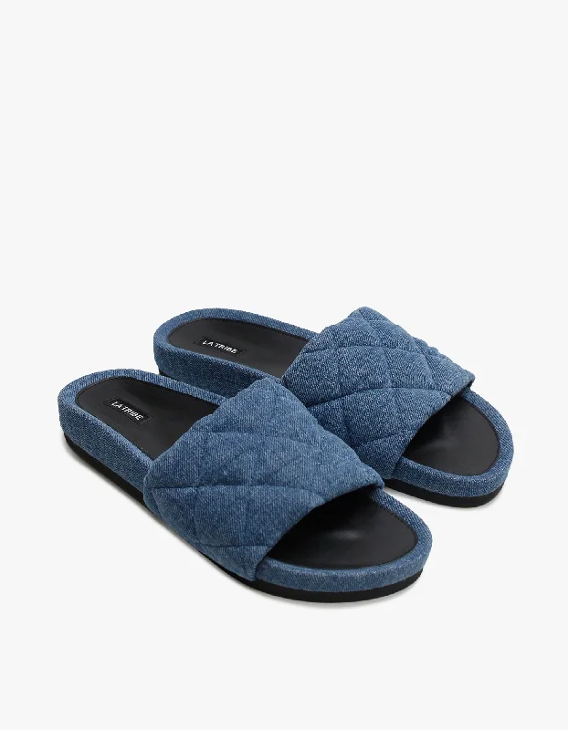 La Tribe X Superette Denim Slide - Mid Blue