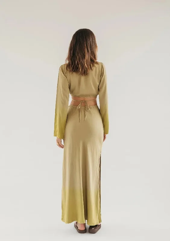 ADELE MAXI SKIRT - CURRY & OLIVE OIL OMBRE