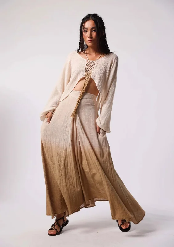 BLOOM MAXI SKIRT - UNDYED WITH CURRY OMBRE