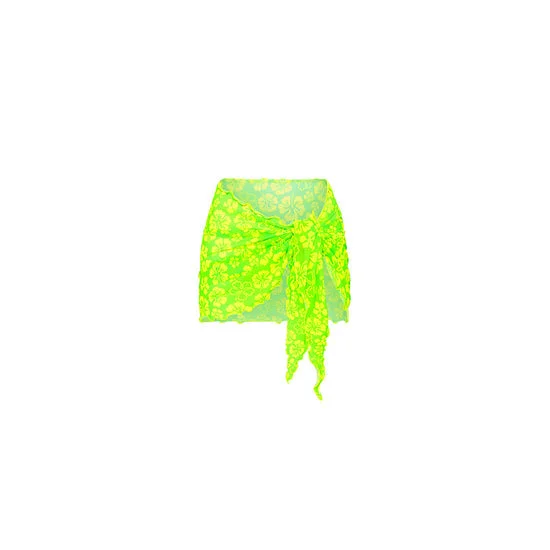 Kulani Kinis Mini Mesh Sarong Skirt-Aloha Lime