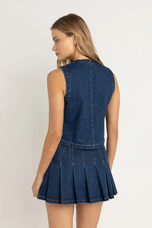 Remi Pleated Skirt Blue Wash