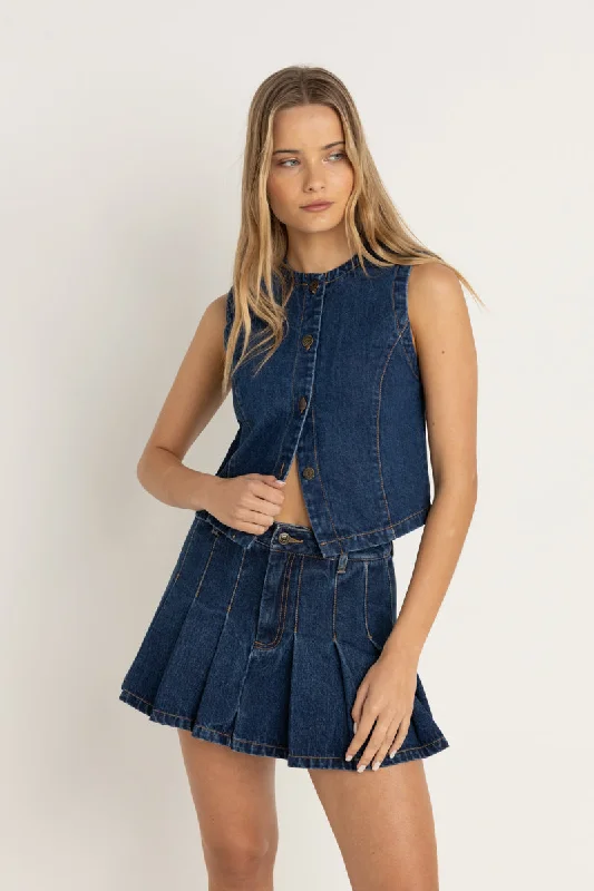 Remi Pleated Skirt Blue Wash