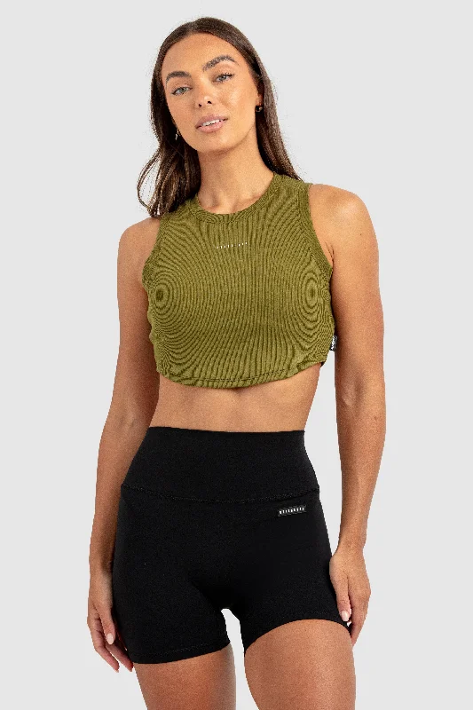 Womens Scoop Tank - Khaki Green