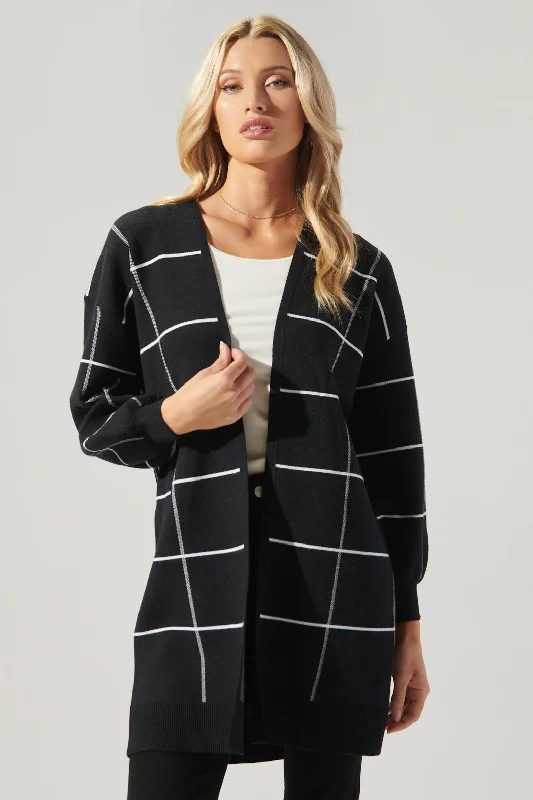 Alicia Windowpane Open Front Cardigan