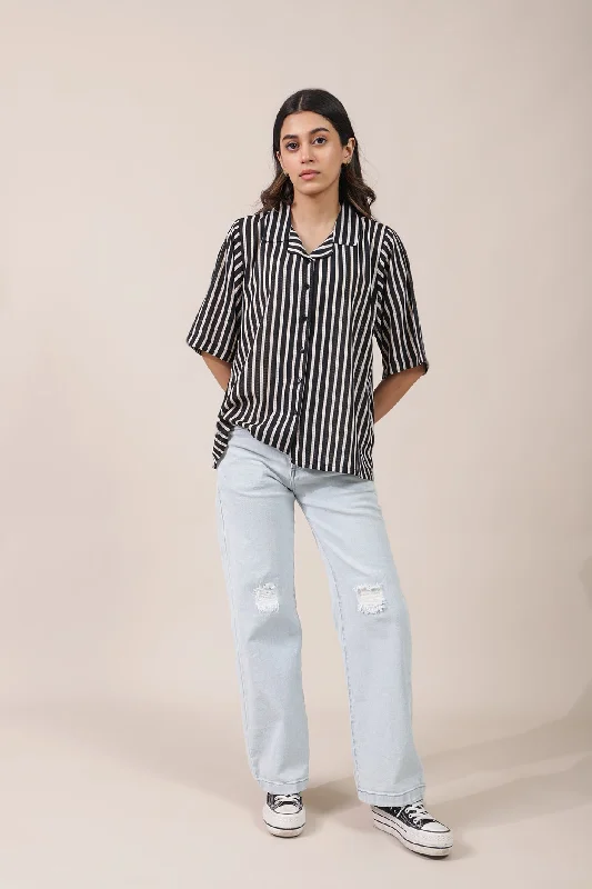 STRIPPED BUTTON DOWN TOP