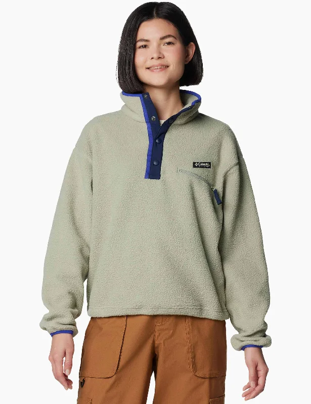 Helvetia II Cropped Sherpa Half Snap Fleece - Safari