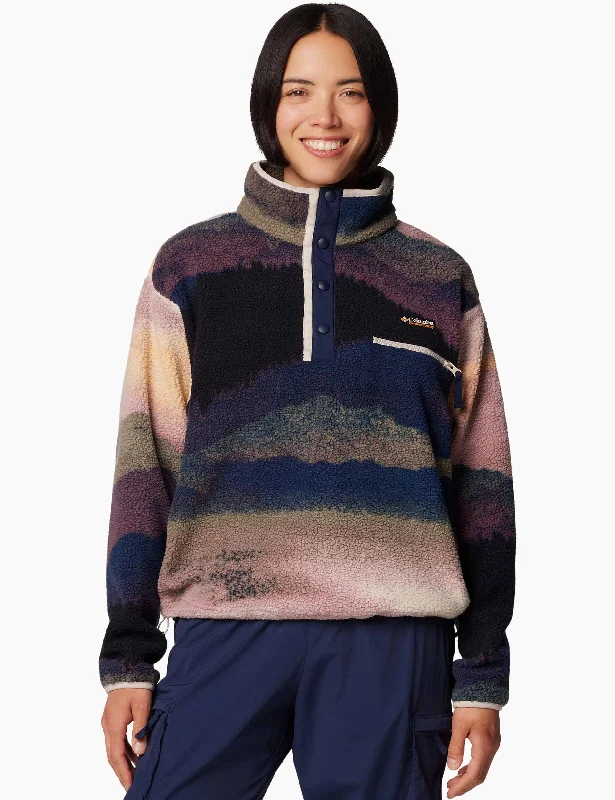 Helvetia II Cropped Sherpa Half Snap Printed Fleece - Collegiate Navy Dolomites