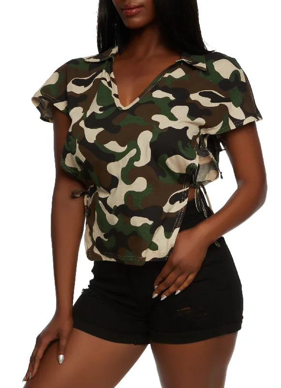 Camo Open Side Tie Top