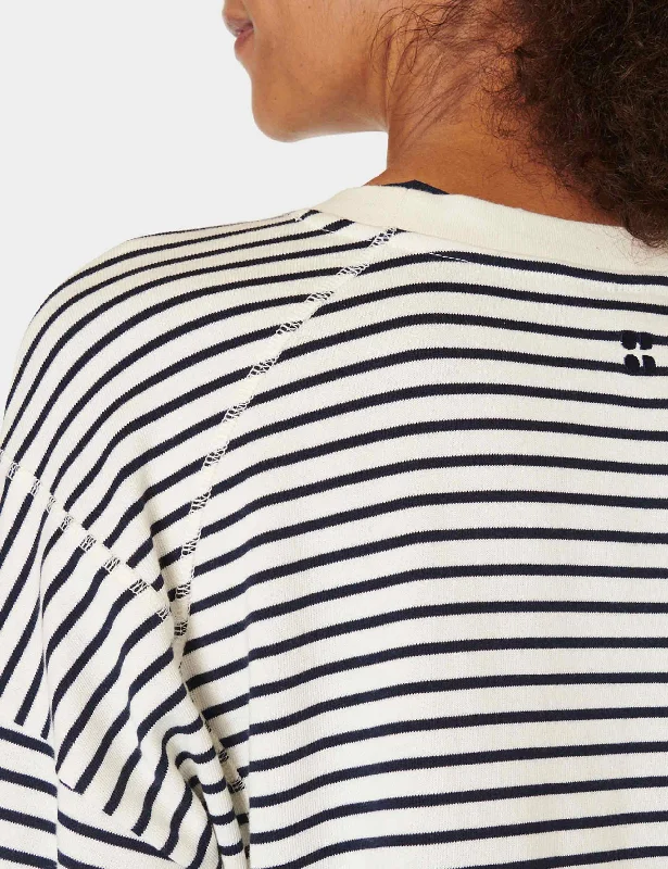 After Class Crop Sweatshirt - Lily White Stripe